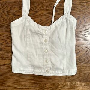 Abercrombie and Fitch white linen cropped top XS